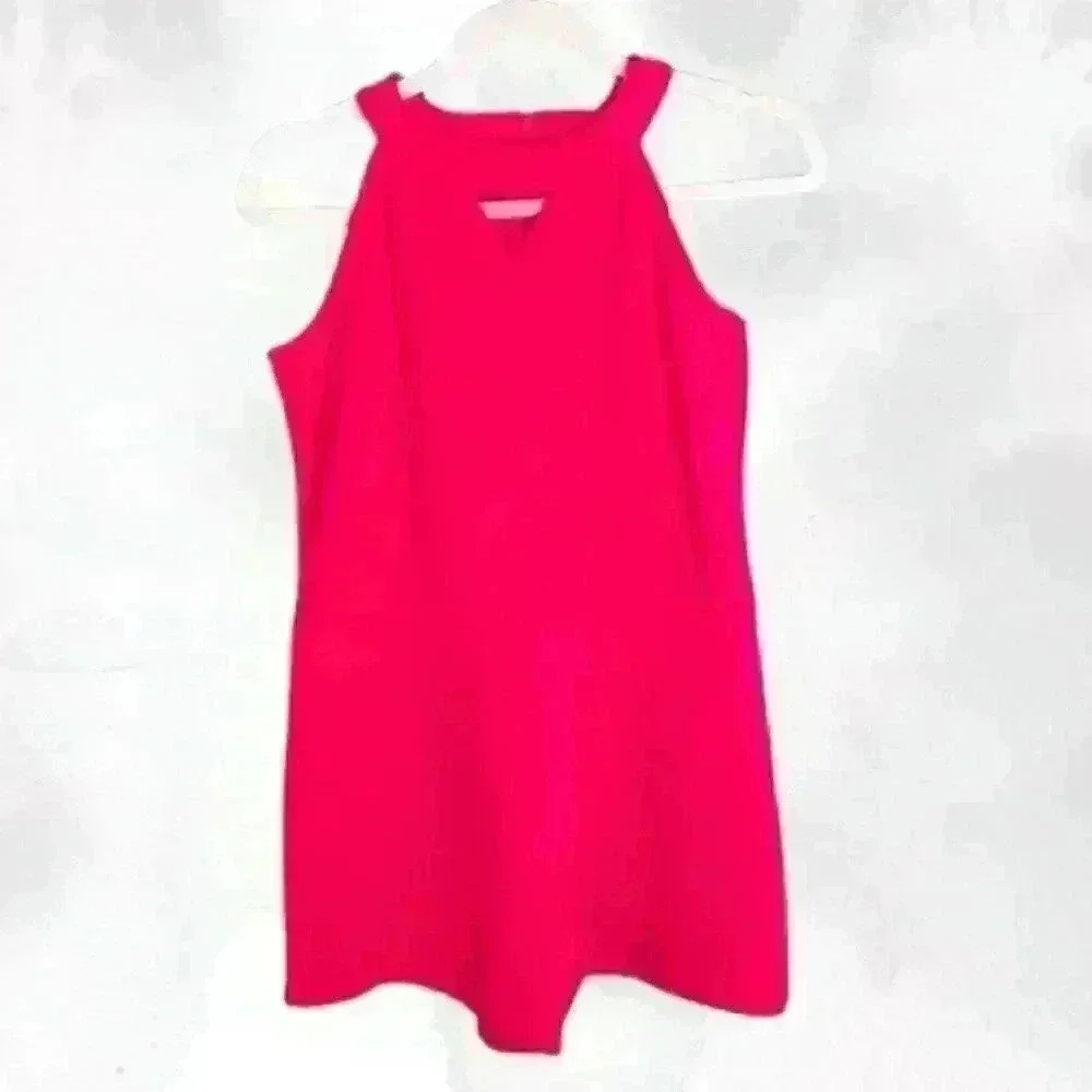 Children's Place Girls Size 16 Romper Hot Pink Sleeveless Back Zip High Neck